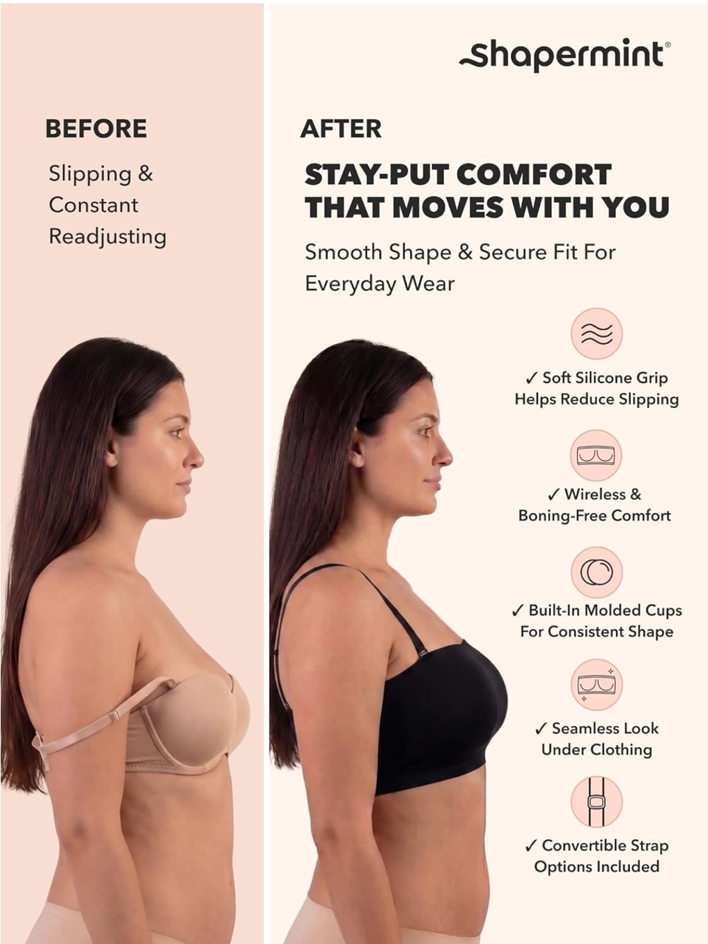 Shapermint True-Kind Bra - Black New with tags removed